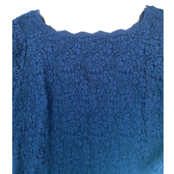 Adrianna Papell | Dress Lace 3/4 Sleeves Navy Blue Mother of the Bride- 16W - Picture 6 of 12